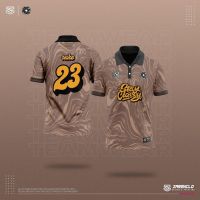 2023 Baju T-shirt, Baju Raya Sublimated Polo Shirt, Polo Collar Design, Brown Purple Sweatshirt, Short Sleeve Unisex version.