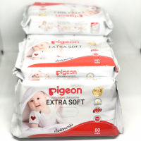 (6แถม2) ทิชชู่เปียกพีเจ้น Baby Wipes PIGEON 8ห่อ เบบี้ไวพส์พีเจ้น สูตรคาโมมายล์ ผ้าหนานุ่ม ขนาด 60 ชิ้น