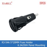 5PCS R3-54A 5x20MM Fuse Holder 6.3A250V Panel Mounting Nylon(UL flame: 94V-2) High Temperature Resistance Fuse Boxes