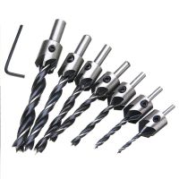 High-speed Steel 5-blade Countersunk Bit Drill Bit Reamer Set Woodworking Chamfer Bit Set 3-10 Mm Drills Drivers