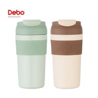 Debo แก้วกาแฟสแตนเลส304ขนาด520มล. พร้อมหลอดแบบพกพาขวดหลอดนำกลับมาใช้ดื่มใหม่ได้ถ้วยน้ำร้อนเครื่องดื่มสำหรับเดินทาง