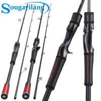 Sougayilangเบ็ดตกปลาปั่นด้าย Joran Pancing Cetak 1.8ม./2.1ม. 4ส่วนคาร์บอนไฟเบอร์น้ำหนักเบาเบ็ดตกปลาพกพาได้คันเบ็ดตกปลาคาร์พแข็งแรงทนทานอุปกรณ์ตกปลา