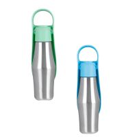 Portable Dog Water Bottle - Stainless Steel Dog Travel Water Bottle with Drinking Feeder, Leak Proof 27Oz