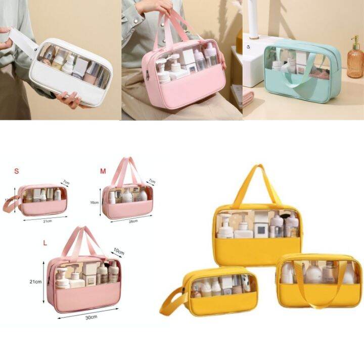 กระเป๋าเครื่องสำอางเดินทาง-tas-kosmetik-โปร่งแสงจัดระเบียบกระเป๋าอาบน้ำล้างได้พกพาได้