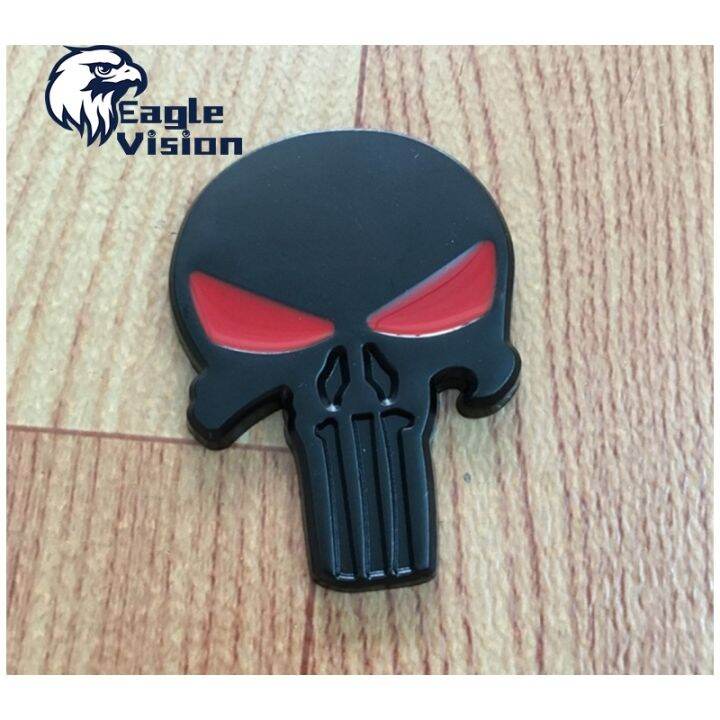 Emblema 3D Teschio Punisher Per Auto Moto – Adesivo Metallico Styling, Nero, Set Da 2, Antimeteo, Per Ford F150 Silverado Harley