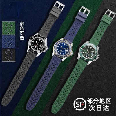 ✘ สายนาฬิกายางฟลูออรีนสำหรับ Rolex สีเขียวสีดำ Water Ghost Submariner Blue Water Ghost Series สร้อยข้อมือนาฬิการะบายอากาศ 20 22