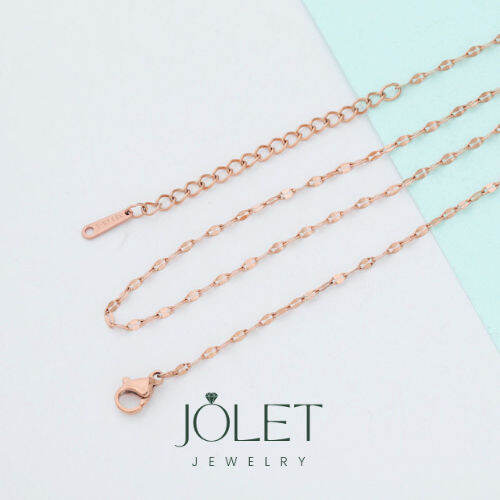 jolet-สร้อยคอลาย-โซ่แบน-สีเงิน-สีพิ้งโกล-สีทอง-สแตนเลสแท้-โดนน้ำหอม-อาบน้ำ-ออกกำลังกาย-ลงทะเลได้-ไม่ลอก-ไม่ดำ