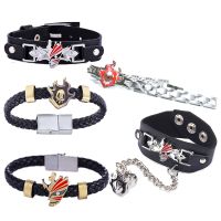 Anime Bleach Bracelet Leather Cosplay Kurosaki ichigo Hand Chain Black Punk Bangle Writstband Wristlet Gift Women Men Jewelry