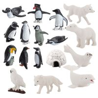 17 Pcs Polar Animal Statues Model Sets Bear Penguin Whale Seal Wolf Fox Plastic Arctic Figures Education Gifts Toys For Children