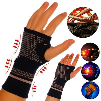 ₪ Copper Gym Wrist Support Professional Sports Wristband Safety Compression Gloves Wrist Protector Arthritis Sleeve Palm Bracer