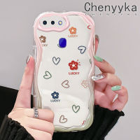 เคส Chenyyka สำหรับ R17 OPPO R15 Pro Love And Flowers ลวดลายเรียบง่ายสีสันสดใสลายคลื่นเนื้อครีมซิลิโคนอ่อนชัดเจนกรอบเคสโทรศัพท์โปร่งใสกันกระแทก