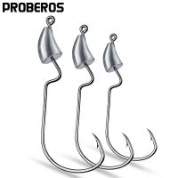 PROBEROS 50ชิ้น/ล็อตตะขอหนอนชดเชย1.75G-2.5G-3.5G หัวเหล็กคาร์บอนสูงหัวกระสุนเบ็ดตกปลาตะขอเบ็ดไร้น้ำหนัก