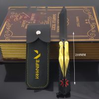 2022 Championship Valorant Game Peripheral 21CM Balisong with Leather Case Metal Weapon Model Craft Toys