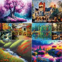 【hot】 Landscape Pre-Printed 11CT Embroidery Patterns Handiwork Handicraft Hobby Floss Promotions