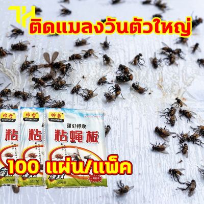 ✮กาวดักแมลงวัน ไล่แมลงวัน 100แผ่น ติดแมลงวันตัวใหญ่ ใช้งานง่าย กาวแน่น กาวเต็มแผ่น มีสารล่อแมลง❋