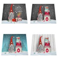 【CW】 linen Faceless Gnome snowflake Printed place mat cloth Elf Dwarf coaster pad cup doily kitchen Placemat