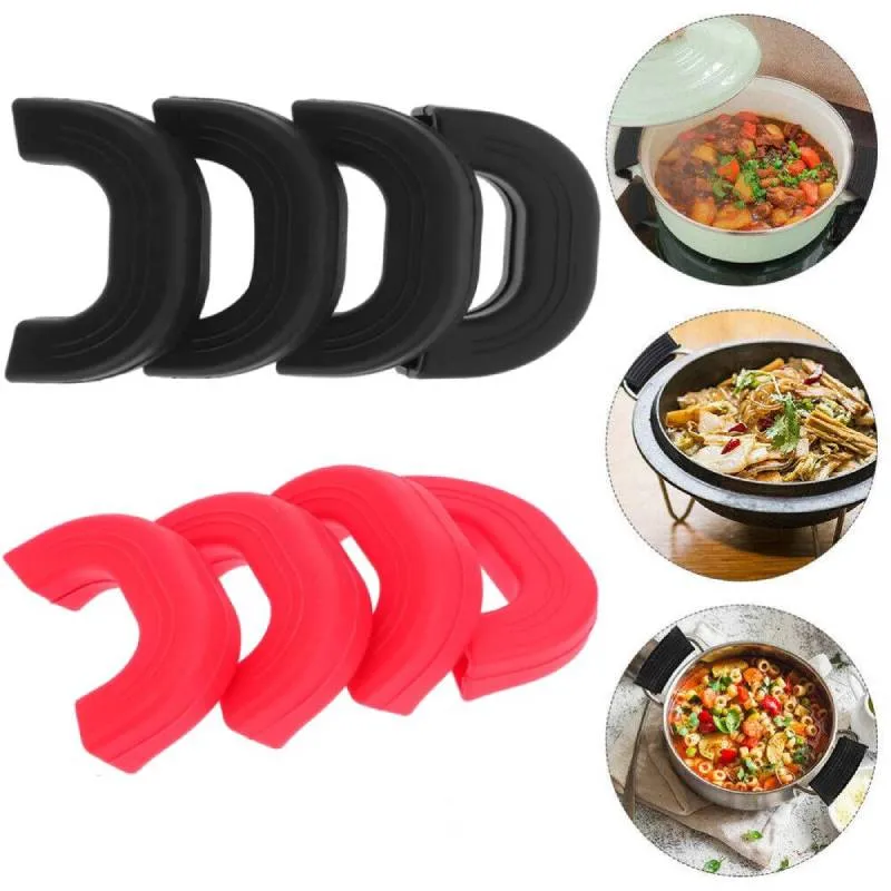 2Pcs Silicone Cookware Handle Cover Heat Resistant Pot Holder Sleeve Grip  Frying Cast Iron Skillet Pan Oven Mitts Kitchen Tools