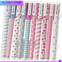 KLOMKZ 10Pcs พลาสติกสำหรับตกแต่ง ปากกาน่ารักๆ ปากกาหมึกน่ารักแปลกใหม่ สร้างสรรค์และสร้างสรรค์ ปากกาแปลกใหม่ ออฟฟิศสำหรับทำงาน