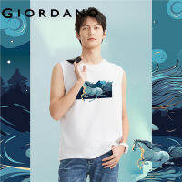 GIORDANO Men Horse Series T-Shirts Art Print Tee 100% Cotton Comfort Sleeveless Crewneck Summer Fashion Casual Tshirts 91093121