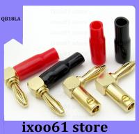 ixoo61 store Gold Plated Copper 4mm L type Banana Plug Connector jack Adapter 90 degree Solder-Free Screw Audio Speaker