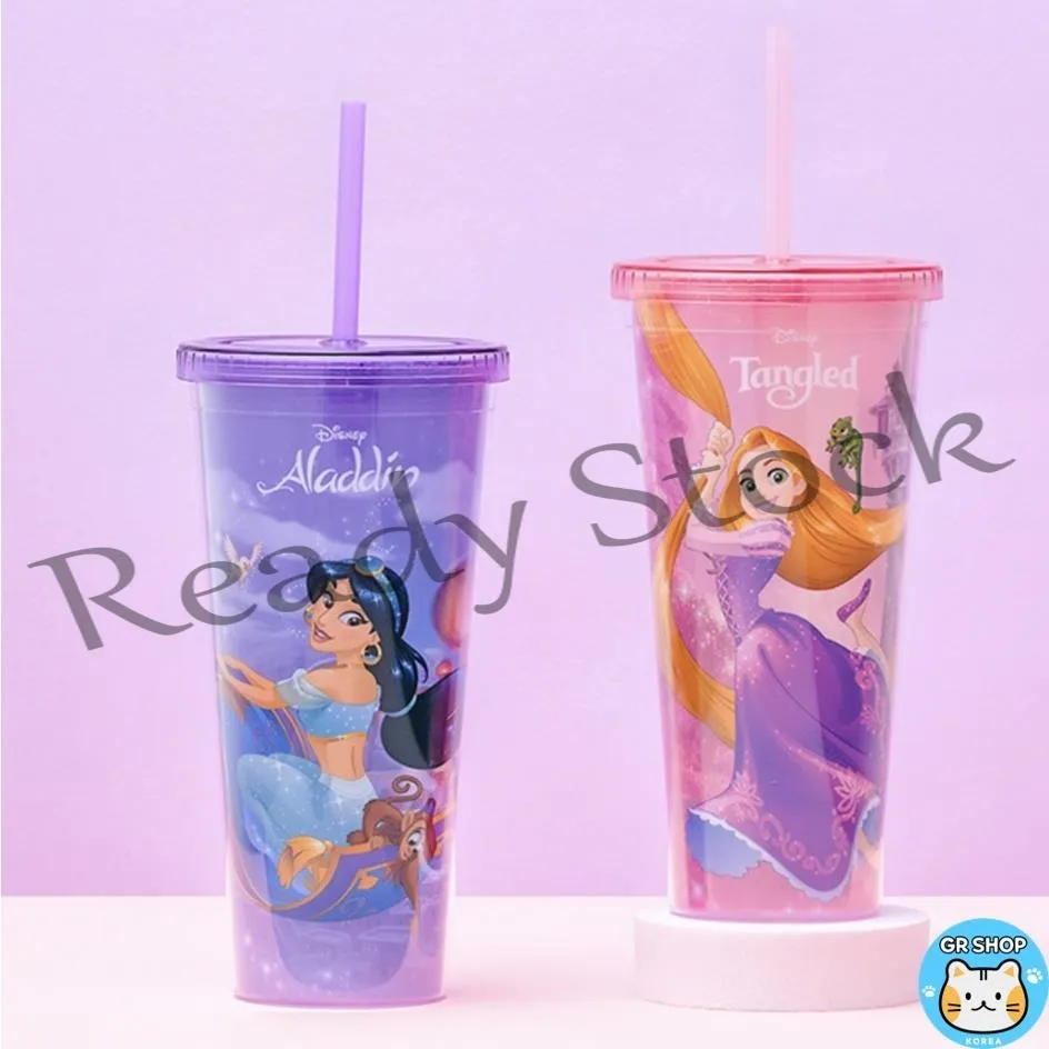 DAISO KOREA X DISNEY PRINCESS tumbler, Straw Water Bottle 650ml, Aladdin,  NEW !!