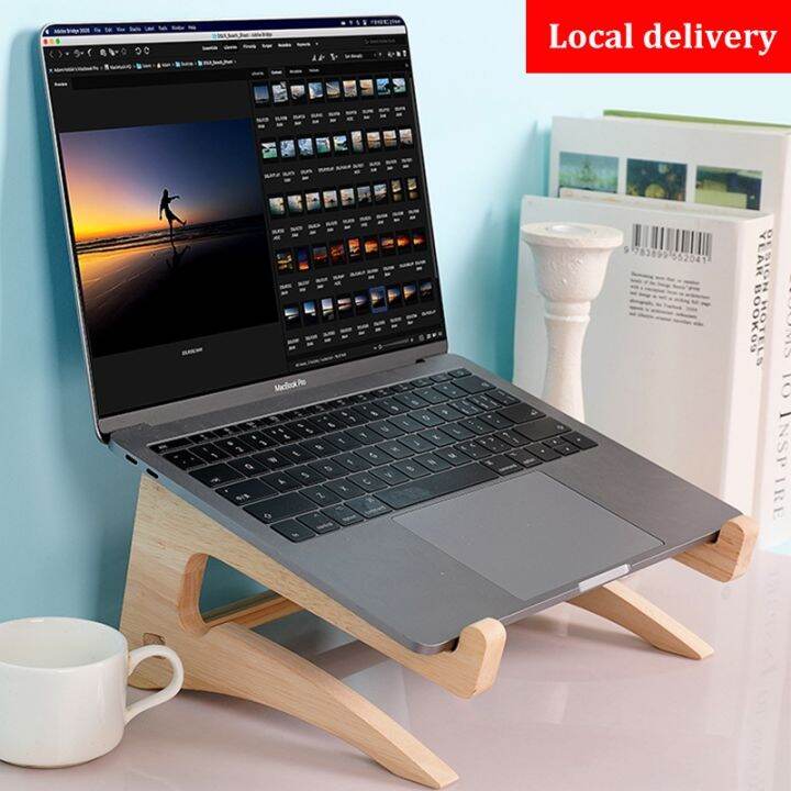 Oak material laptop stand Big Wood Laptop Lifting Rack Support Holder