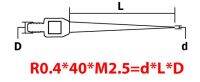 R0.4 Od 40Mm/50Mm วัดความยาว M2.5เชือกแอชเอสเอสไมโครเมตรเข็มชี้แหลมหัววัดปลายตรงตัวบ่งชี้ทรงกลม