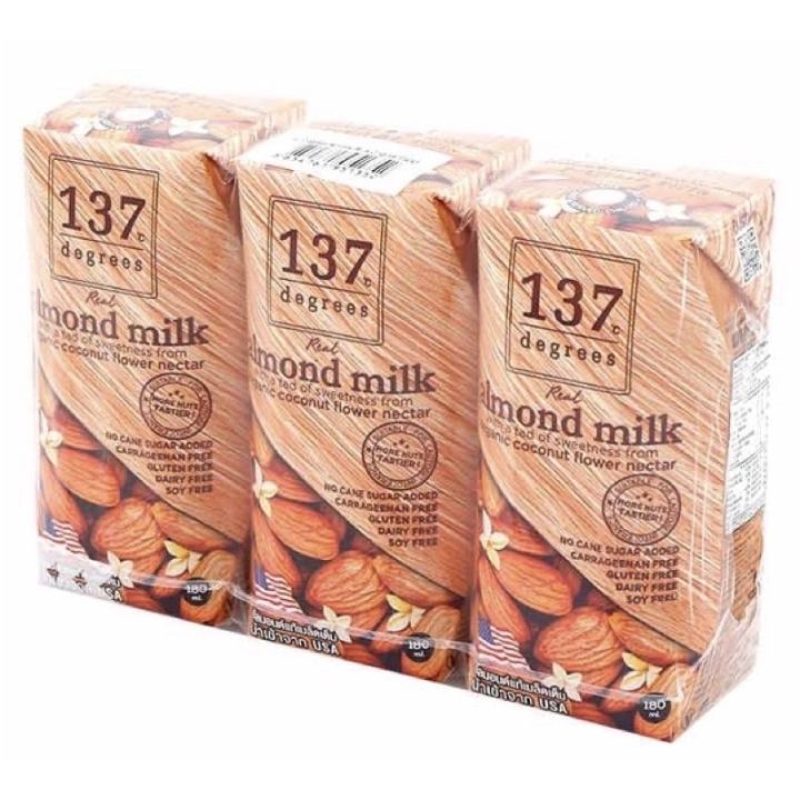 thebeastshop-3x-3กล่อง-137degrees-นมอัลมอนด์-นมถั่ว-เครื่องดื่ม-almond-milk-นมไม่มีน้ำตาล-137ดีกรี-นมไม่อ้วน-นมเจ