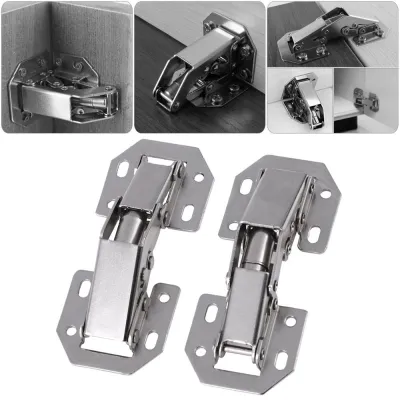 90 Degree Cabinet Hinges 3 Inch No-Drilling Hole Soft Close Spring Hinge Cupboard Door Furniture Hardware With Screws