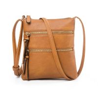 --238812Womens bag✳✺▲ Popular leisure multi-function pocket double zipper vertical type of female bag shoulder bag inclined shoulder bag