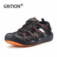 Gridion รองเท้าผ้าใบผู้ชายส้นเตี้ยสำหรับใส่กลางแจ้ง,รองเท้าแตะชายหาดหนัง PU แฟชั่นระบายอากาศได้ปีนเขาปลายเท้ารองเท้าฤดูร้อน2020ไซส์ใหญ่46