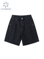 Summer Womens High Waist Denim Shorts Casual Loose Ladies Plus Size Streetwear Fashion Button Wide Leg Short Jeans Female