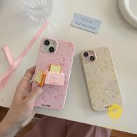 For เคสไอโฟน 14 Pro Max [Simple Splash-ink Pink Cream Bread] เคส Phone Case For iPhone 14 Pro Max Plus 13 12 11 For เคสไอโฟน11 Ins Korean Style Retro Classic Couple Shockproof Protective TPU Cover Shell