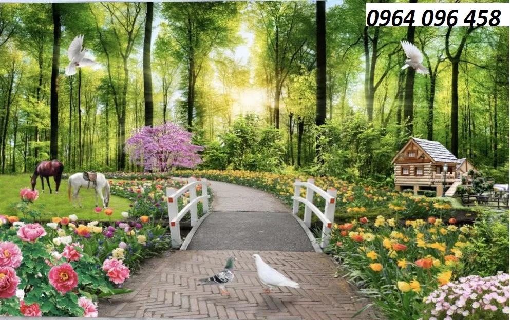 Tranh phong cảnh nghệ thuật vườn hoa oải hương 13096  123Designorg