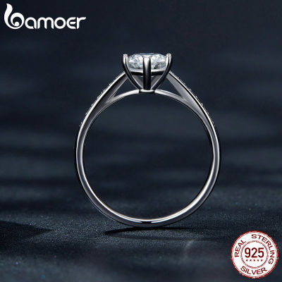 BAMOER 0.8CT D สี VVS1 EX Moissanite แหวนสำหรับผู้หญิงงานแต่งงาน925เงินสเตอร์ลิง Zircon แหวนเครื่องประดับ MSR004TH