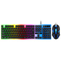 Hot Gamer คีย์บอร์ดและเมาส์ PC Gaming Keyboard RGB Backlit คีย์บอร์ดยาง Keycaps แบบมีสายสเปนคีย์บอร์ดเมาส์ Gamer Gaming Mouse