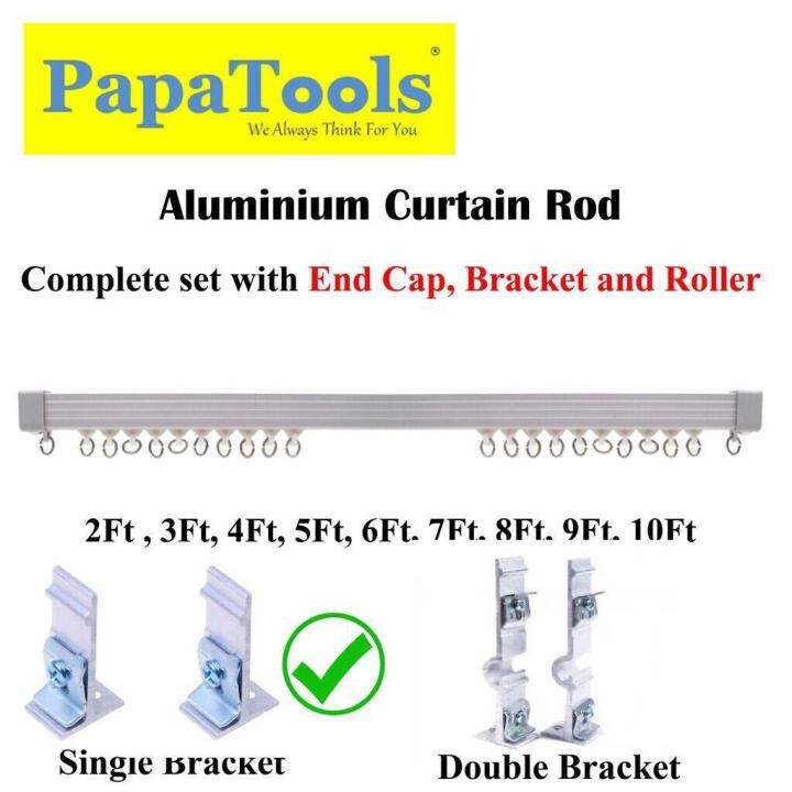 Aluminium Curtain Rod Track Single (Single Backet Complete Set) Lazada