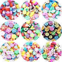 【YF】 50pcs 10mm Cores Misturadas Fruit Da Flor à Argila Spacer Contas Polymer Clay Beads Para Fazer Jóias acessórios