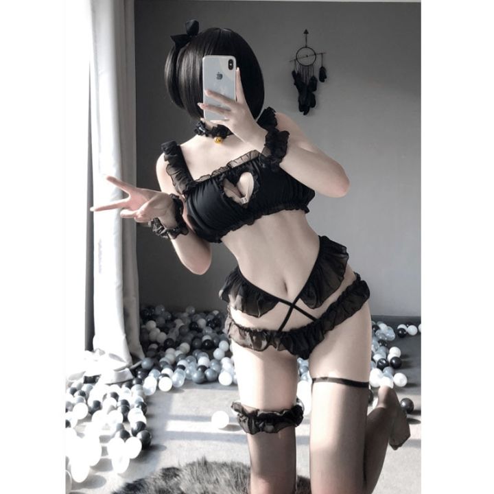 maid-costume-cat-suit-sexy-women-seduction-uniform-ladies-role-playing-lingerie-18-nighty-lace-short-skirt-small-chest-gathering