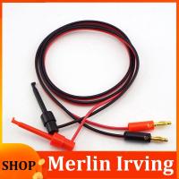 Merlin Irving Shop 1 Pair 1M 4mm Banana Plug to Electric Hook Clip Test Lead Cable Gold Plated For Multimeter Wire Connector