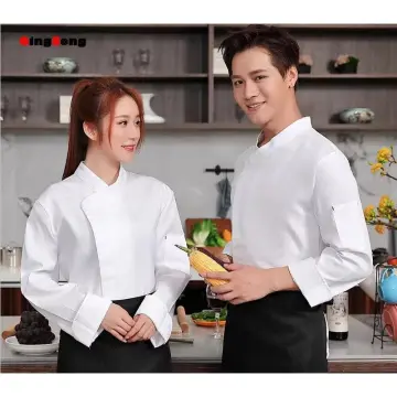 Home Cooking Chef Jacket Long Adjustable Sleeve Men Women Unisex Cook Coat  Restaurant Hotel Kitchen Wear Waiter Uniform