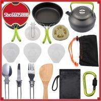 SBC6605888ชุดชามอุปกรณ์กลางแจ้งสำหรับกาต้มน้ำ Set Alat Masak เครื่องครัวปิกนิก15ชิ้นหม้อทำอาหารออกแคมป์