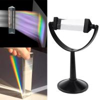 Optical Glass Triple Triangular Prism with Stand Physics Light Spectrum Tool Optical Element