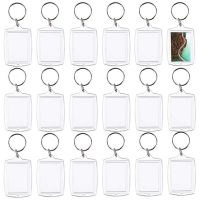 【CW】✘❉  30PCS Photo Frame Keychain Insert Keyrings Blank Rectangle for Double-Sided Photos Supplies