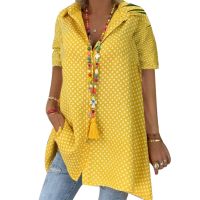 Blouse Women 2022 Casual Women blusas Polka Dot V Neck Long Sleeve Lapel Tunic Blouse Shirt Top Women blusas mujer de moda