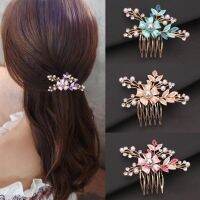 Korean style fashion new rhinestone inlaid color three-dimensional paint flower comb exquisite hair accessories