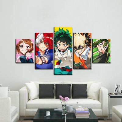 ✷✵℡ 5 แผงอะนิเมะ Dabi My Hero Academia Wall Art ผ้าใบโปสเตอร์และภาพพิมพ์ภาพวาดสำหรับห้องนั่งเล่นภาพจิตรกรรมฝาผนังตกแต่งบ้าน