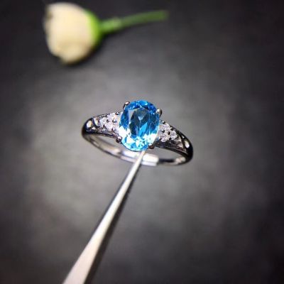 Simple and exquisite, natural topaz ring, 925 silver, woman exclusive gem, look for natural gem shop