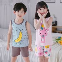 Baby Kids Pajamas Cotton Boys Girls Sleepwear Set Cute Cartoon Banana Rabbit Print Tops + Shorts Pijamas Teenagers Nightwear Set