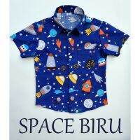 Cvc Cotton Pajama Short Sleeve Blue Space Design Size M-L for Kids